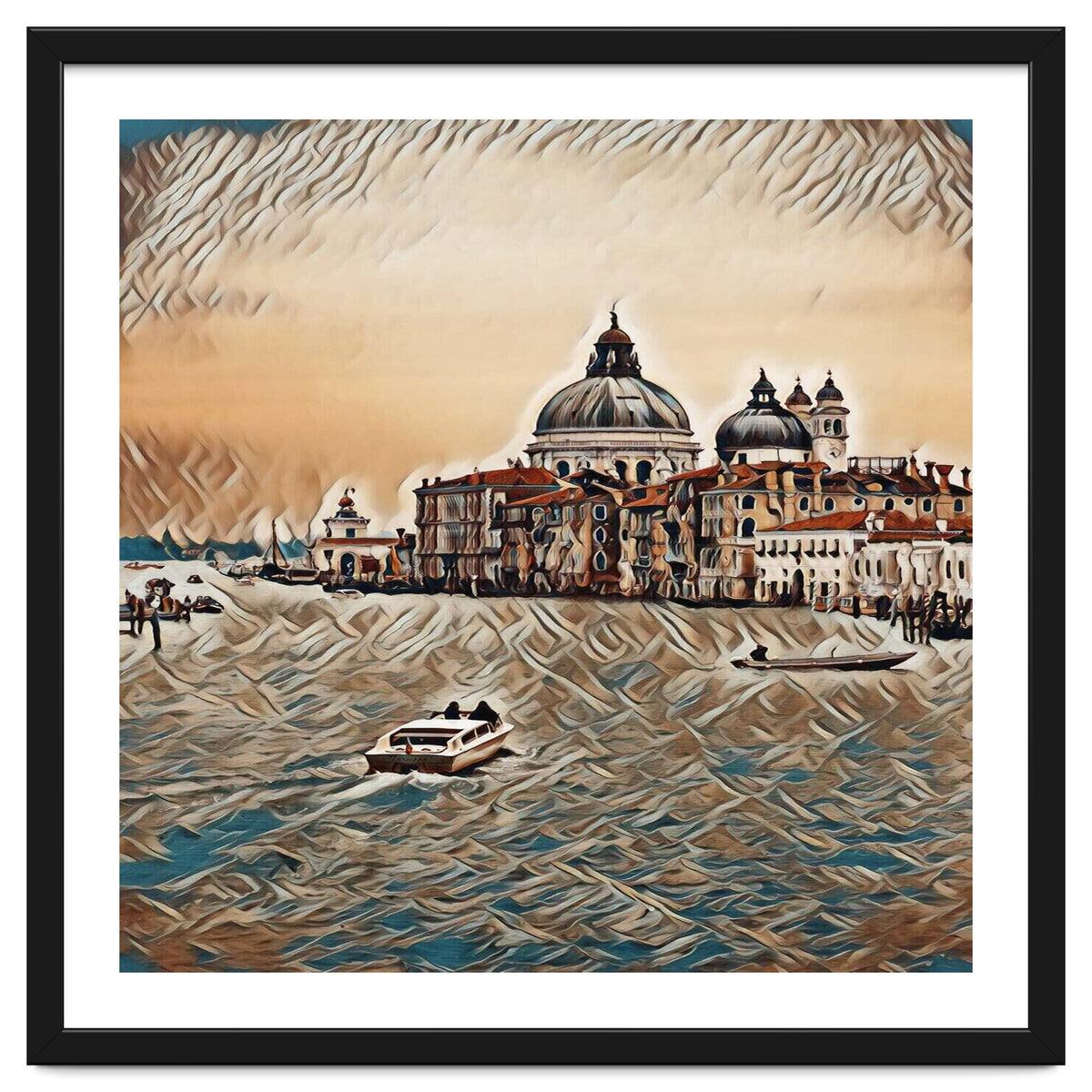 Boat In Venice San Mark`s Basilica Italian Tour Vintage