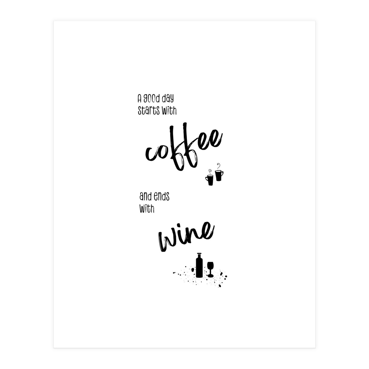 A good day starts with coffee and ends with wine (Print Only)