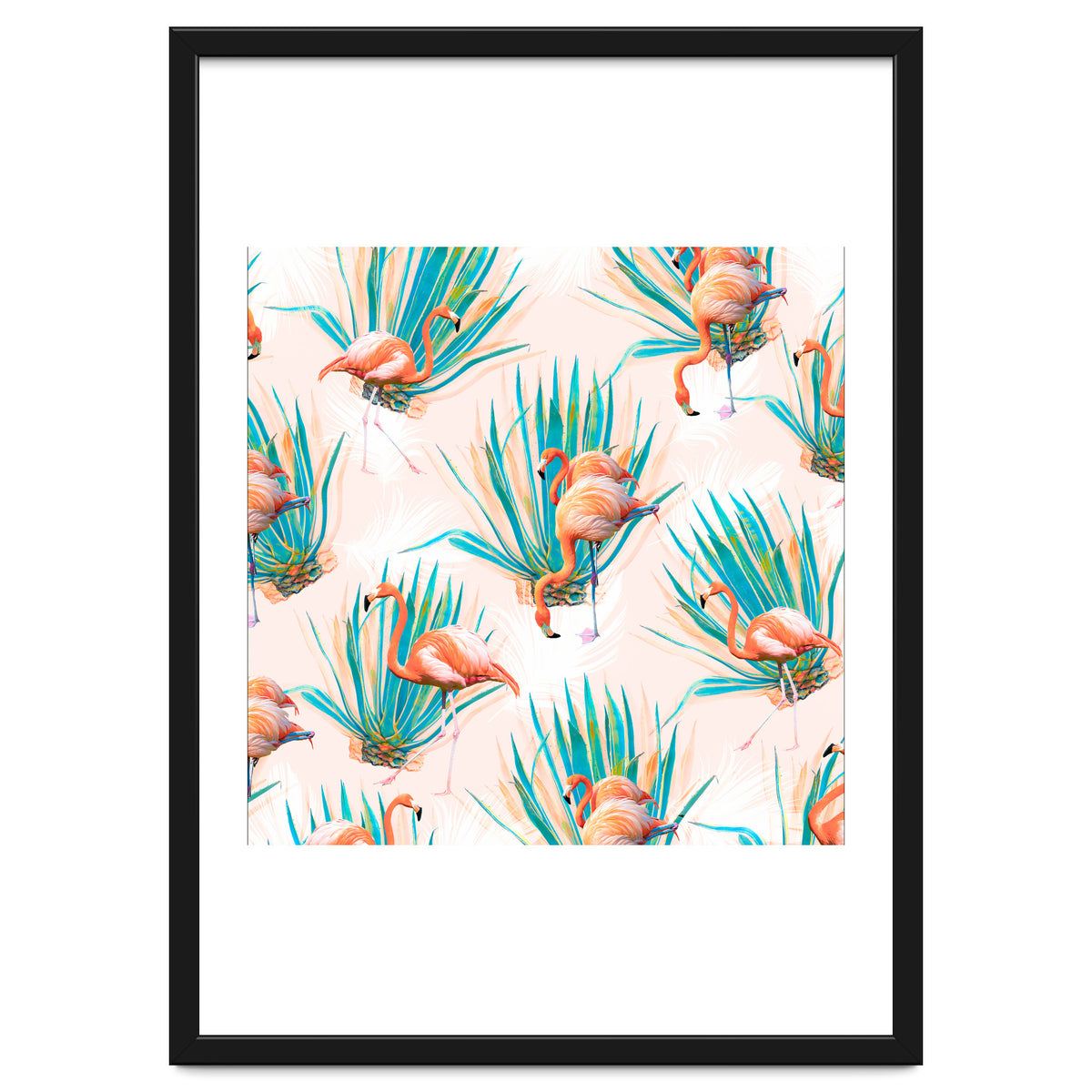 Anaglyph Flamingos with cactus