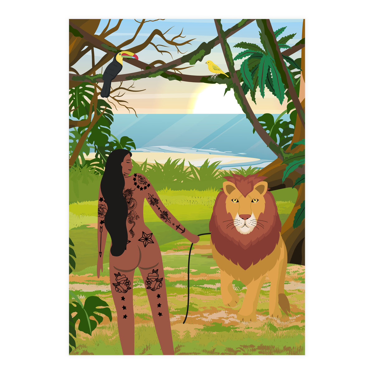 Boho Girl with Lion (Print Only)