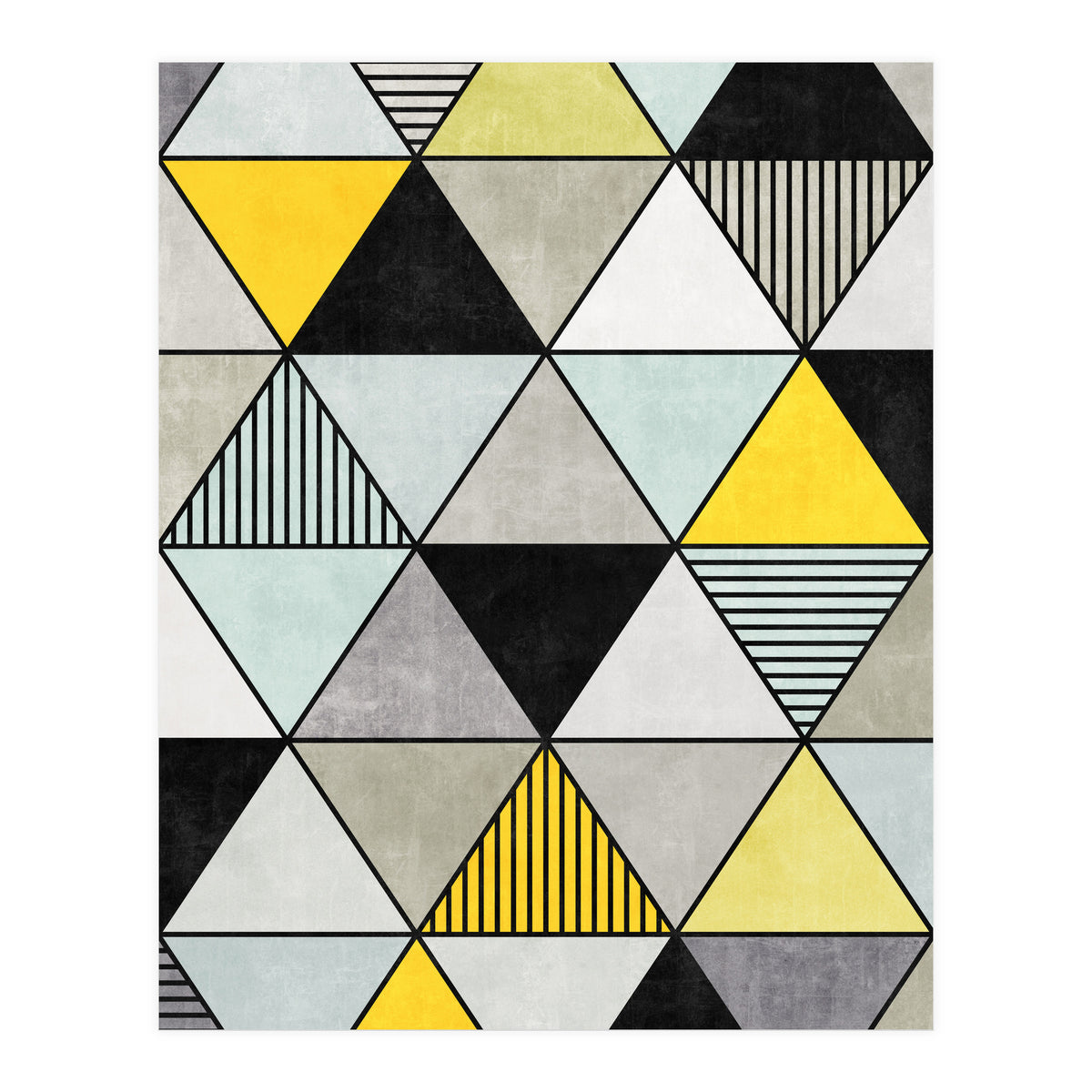 Colorful Concrete Triangles 2 - Yellow, Blue, Grey (Print Only)