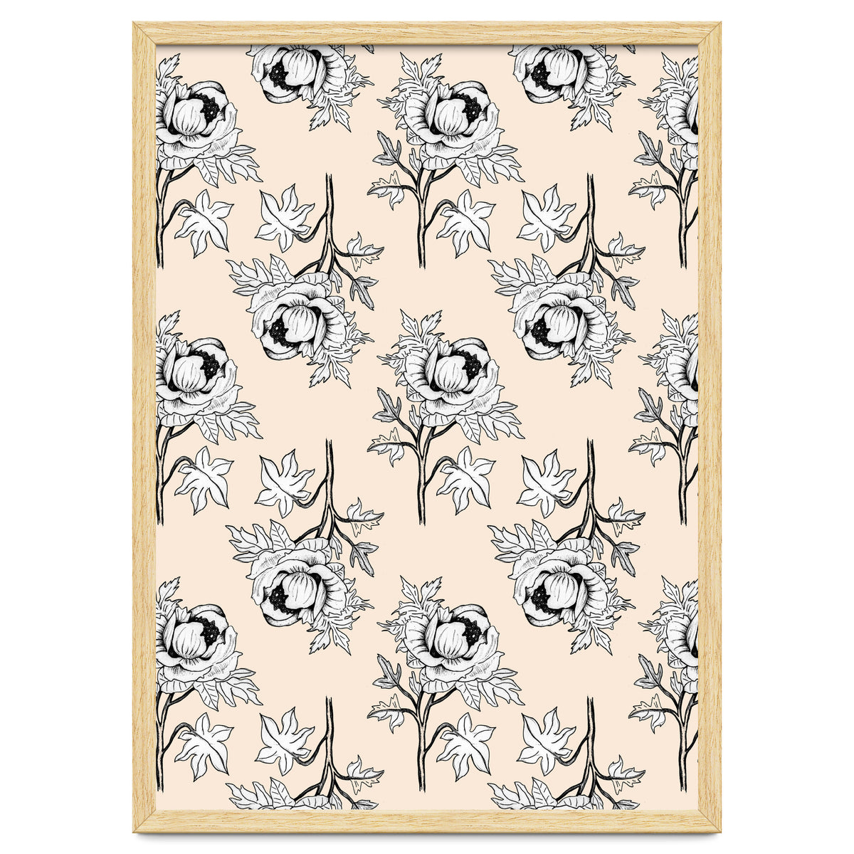 Drawing pattern of roses to pencil on beige