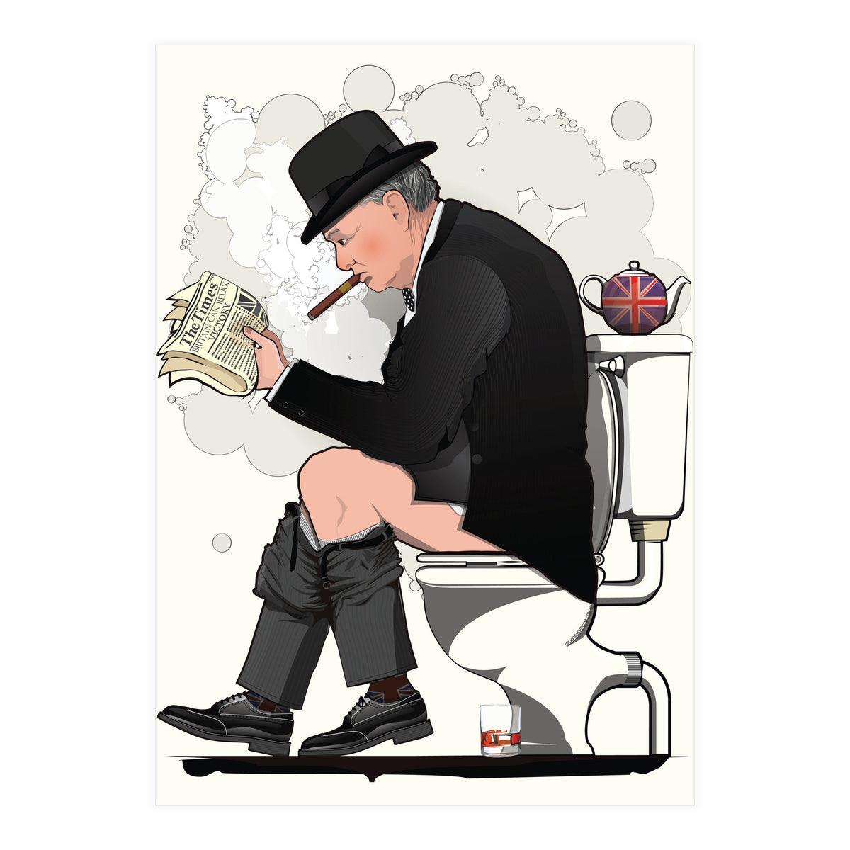 Churchill on the Toilet, Funny Bathroom Humour (Print Only)