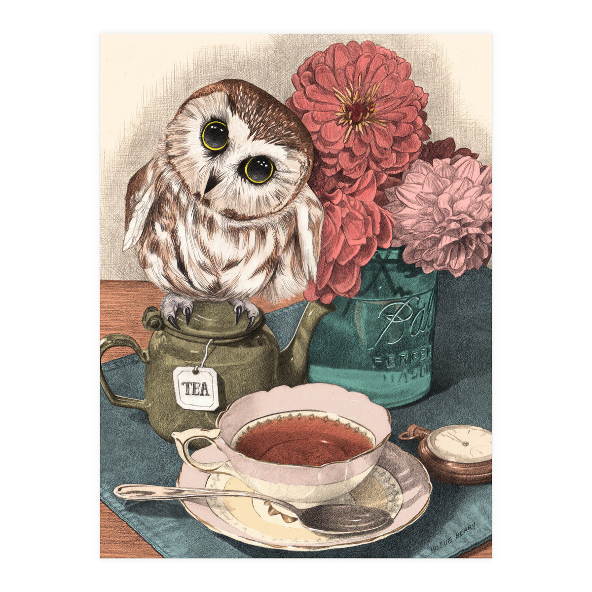 Sweet Little Tea Owl (Print Only)
