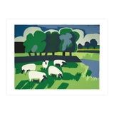 Sheep In A Field Impressionist Landscape (Print Only) thumbnail