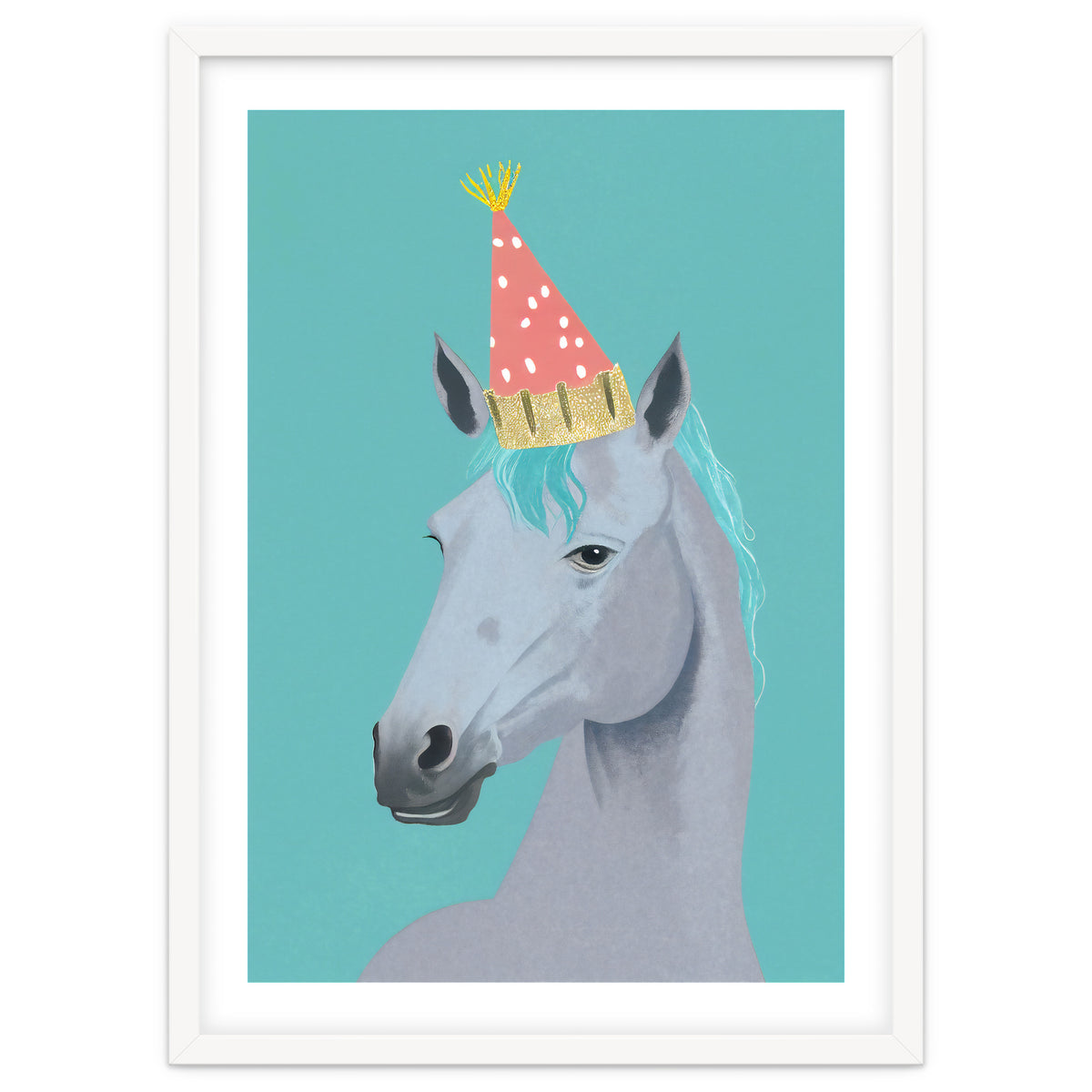 Horse with Party Hat Portrait