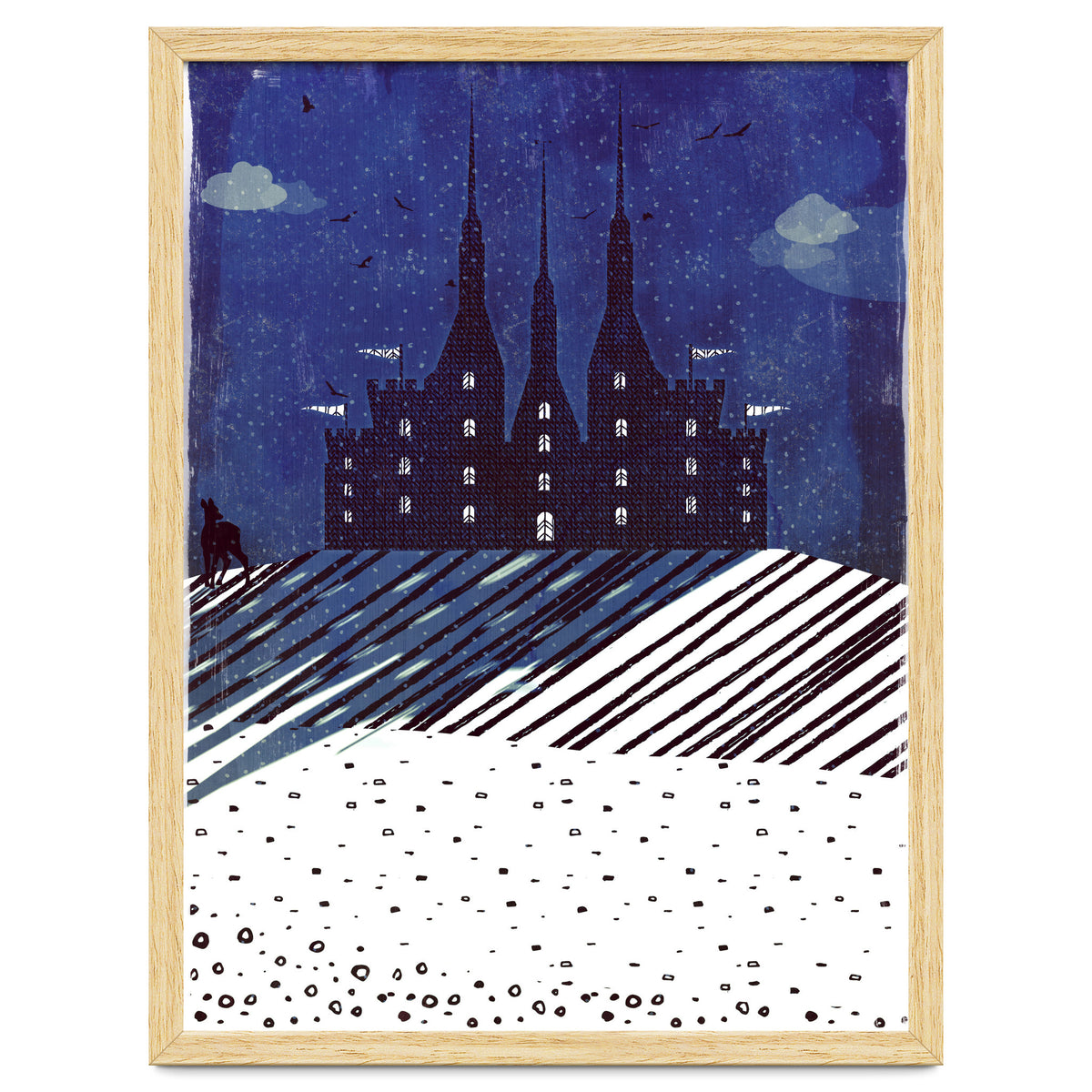 Castle on the hill at night