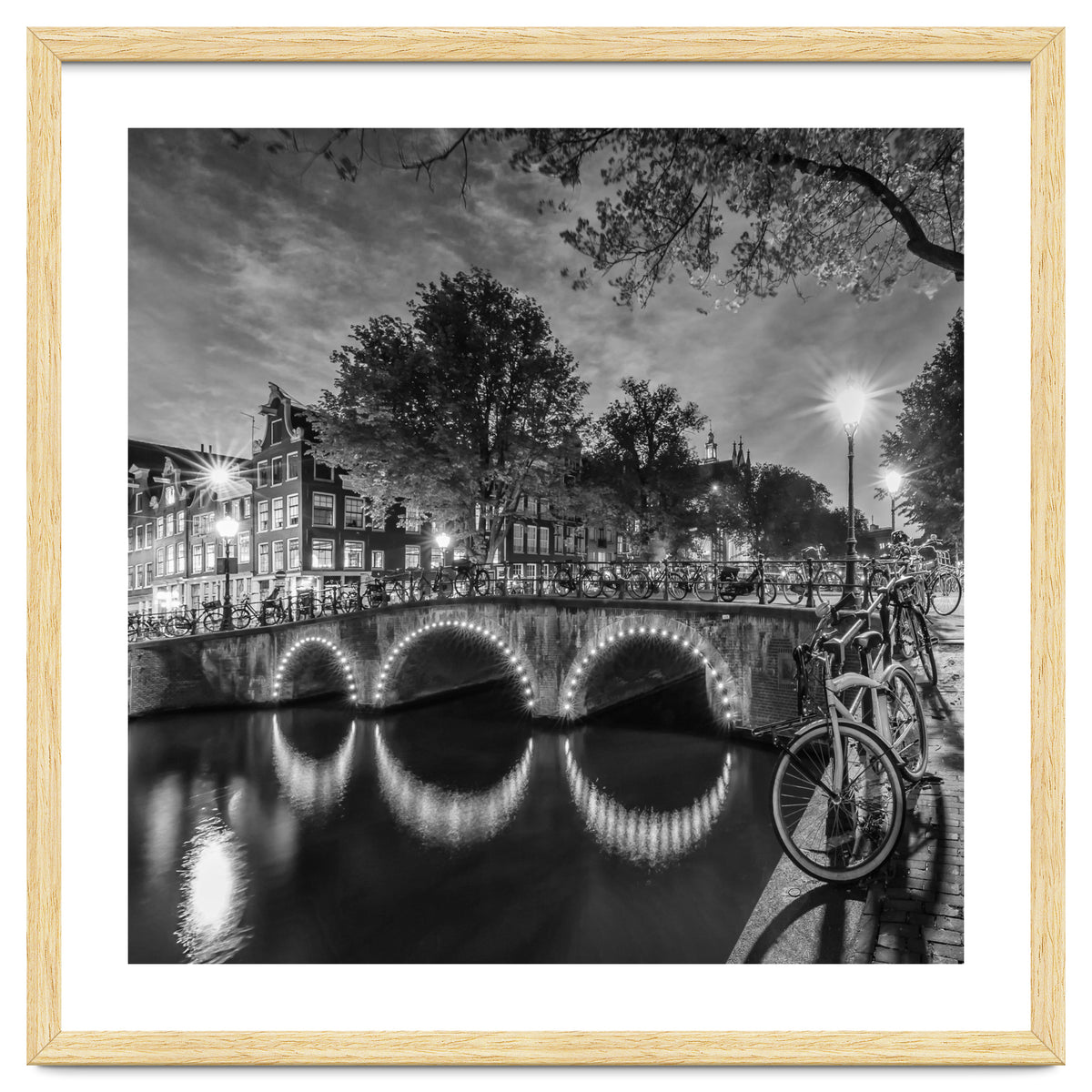 AMSTERDAM Idyllic nightscape from Keizersgracht | Monochrome