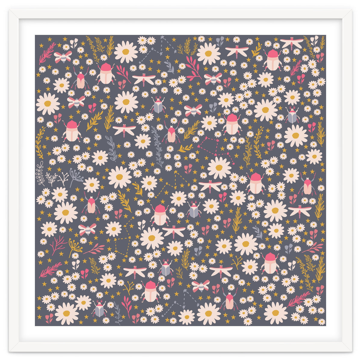 Cute bugs on a meadow