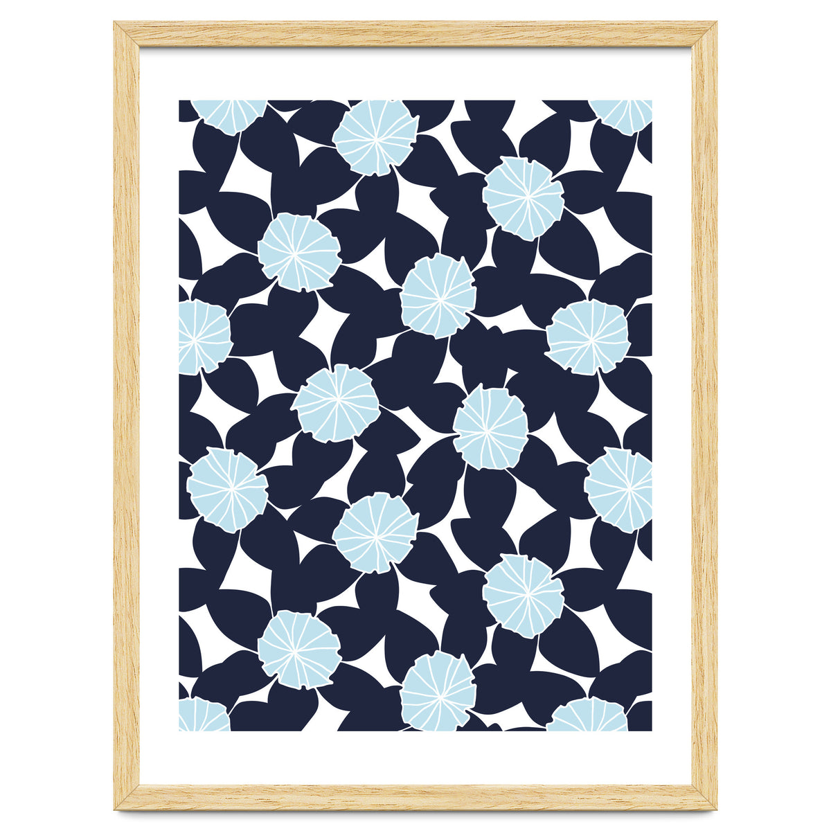 Pastel Blue Abstract Flower Pattern