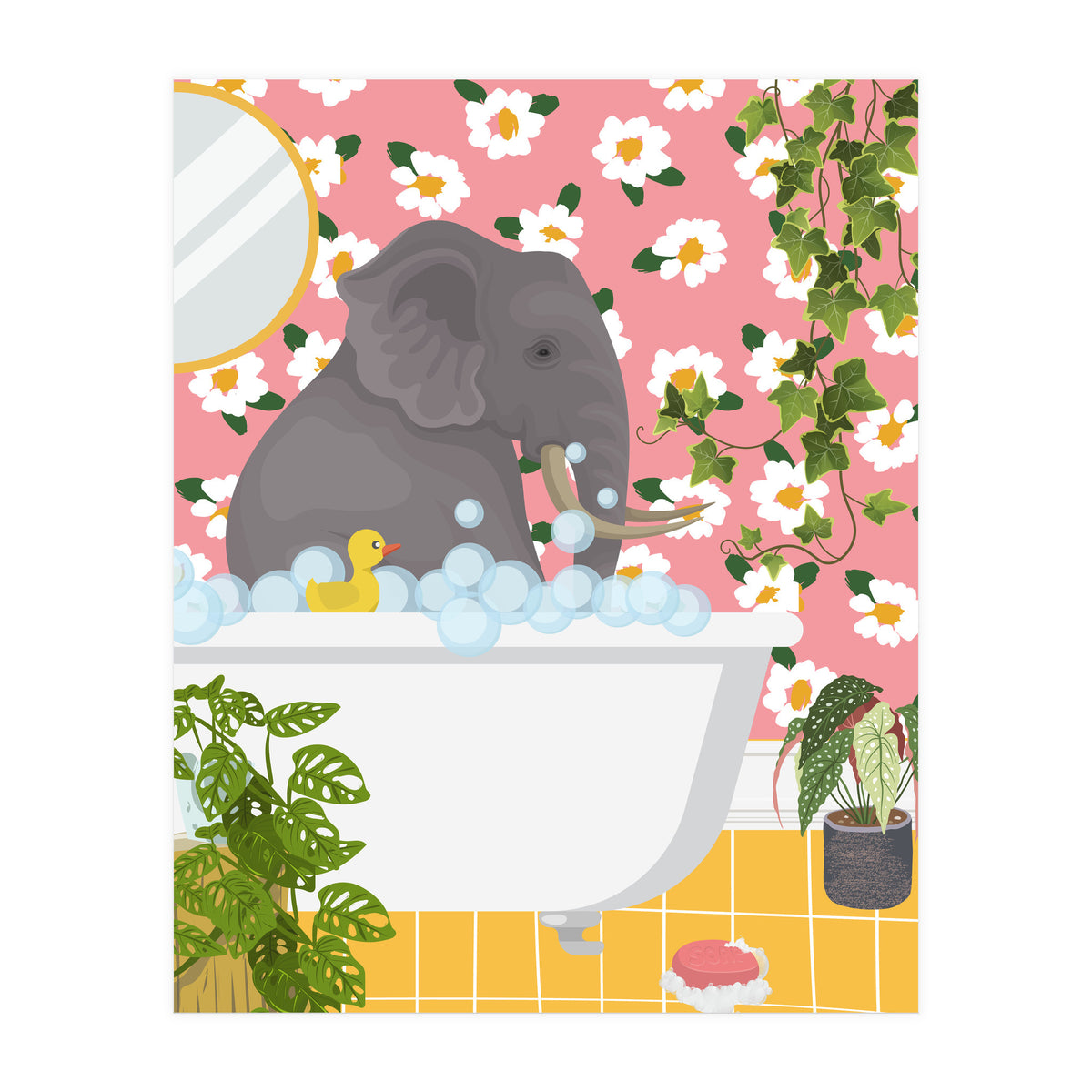 Elephant Bathing (Print Only)
