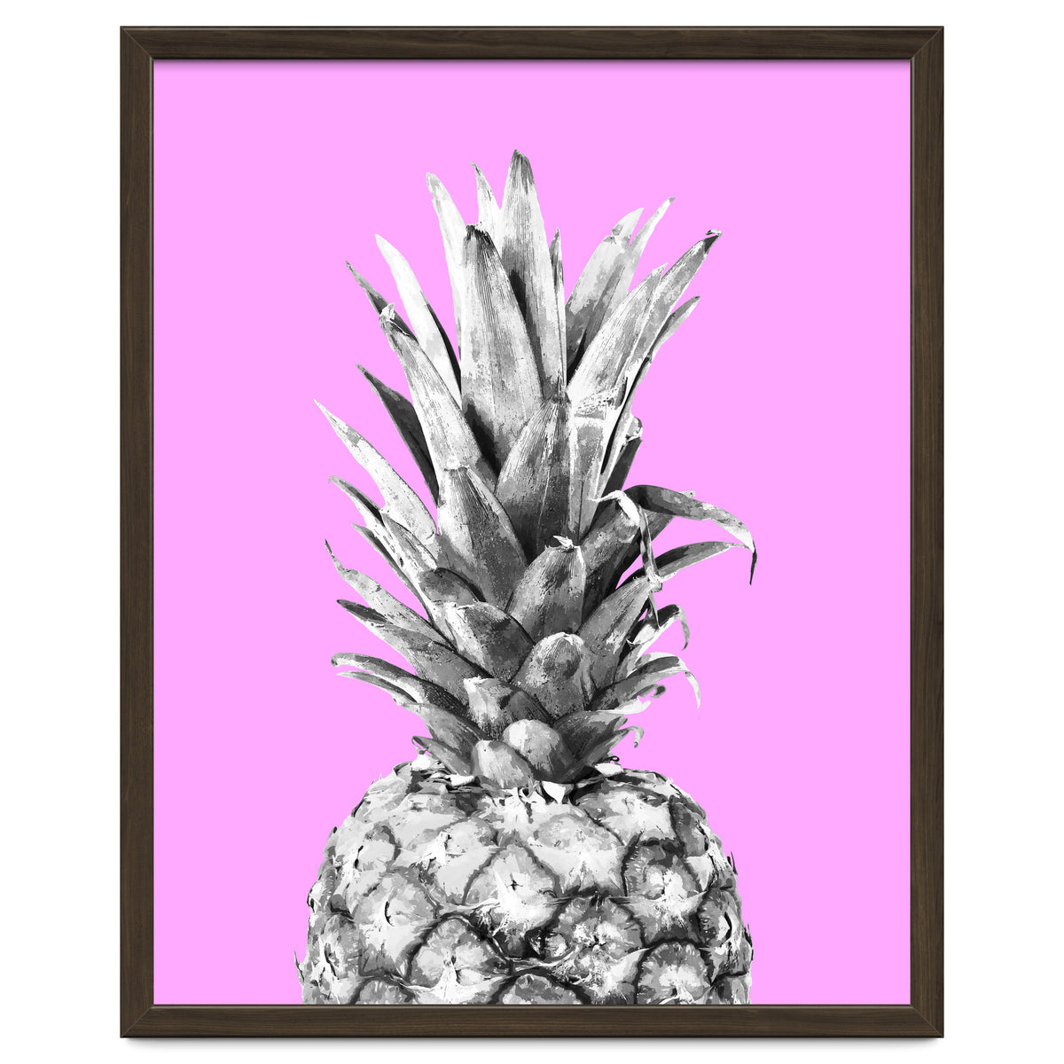 Black and White Pineapple Pink Background