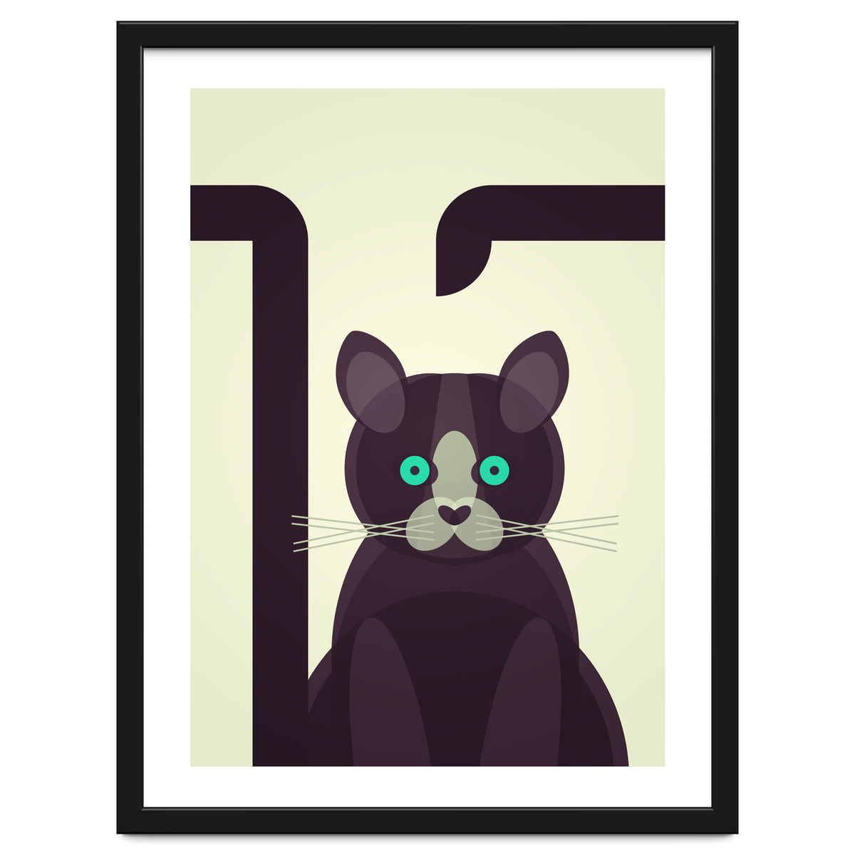 Mid Century Geometric Black Cat