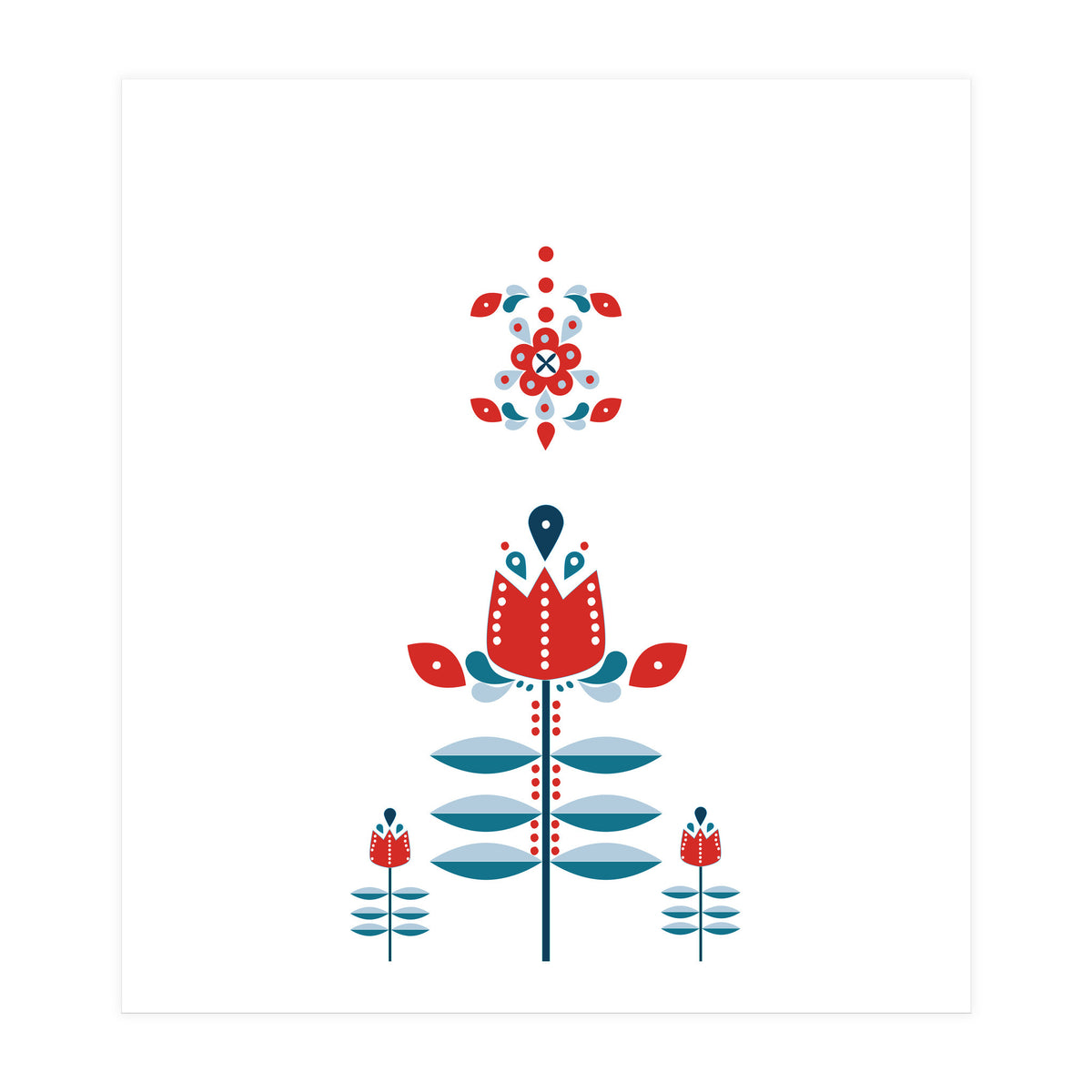Scandinavian Folk Flowers (Print Only)