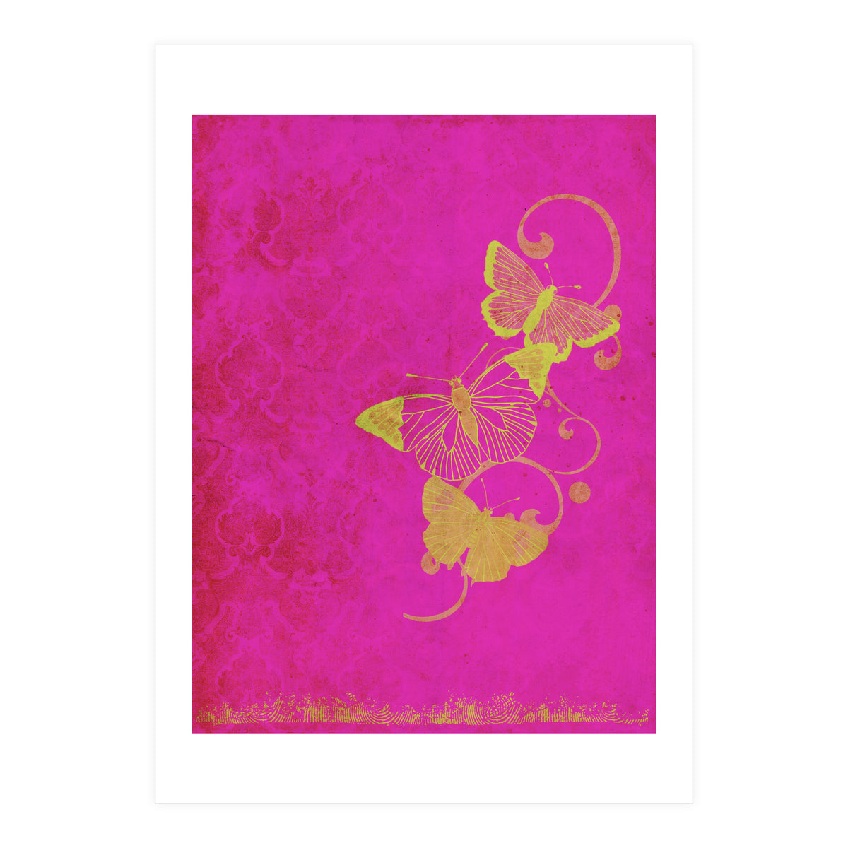Yellow Butterflies on Pink (Print Only)
