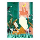 Urban Jungle Bath | Tropical Modern Bohemian Woman Bathtub | Pet Monkey Wild Animals Moon Watercolor (Print Only) thumbnail