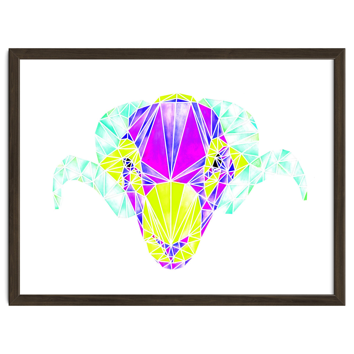 Colourful Geometric Swaledale Sheep Tup with White Lines