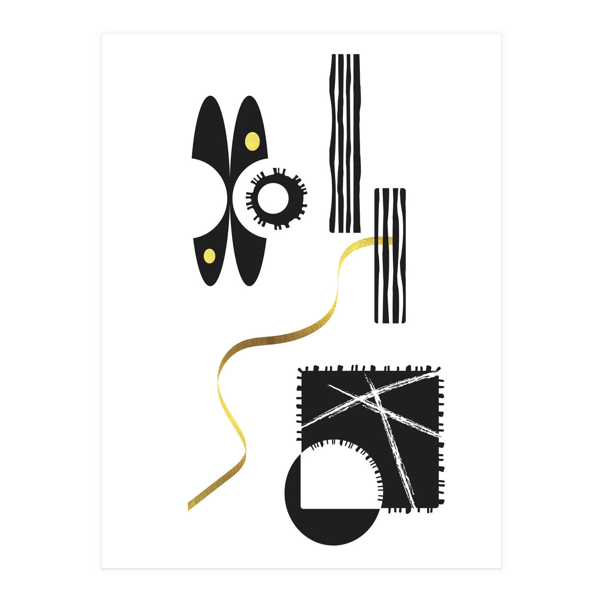 Black & White Abstract No. 3 | gold (Print Only)