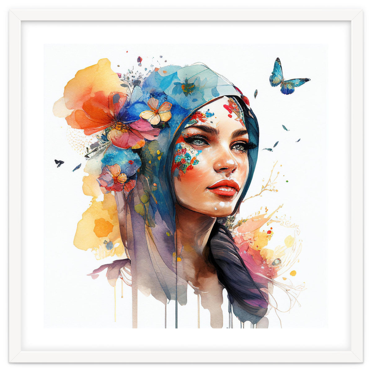 Watercolor Floral Arabian Woman #6