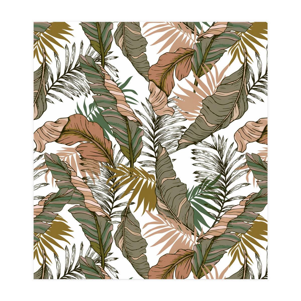 Drawing of wild tropical jungle I (Print Only)