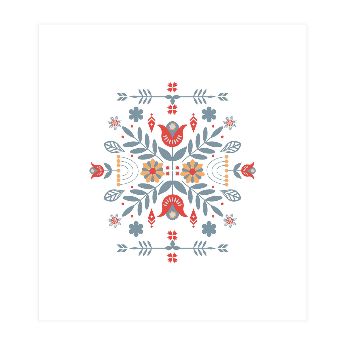 Scandinavian Folk Retro Flower Pattern (Print Only)