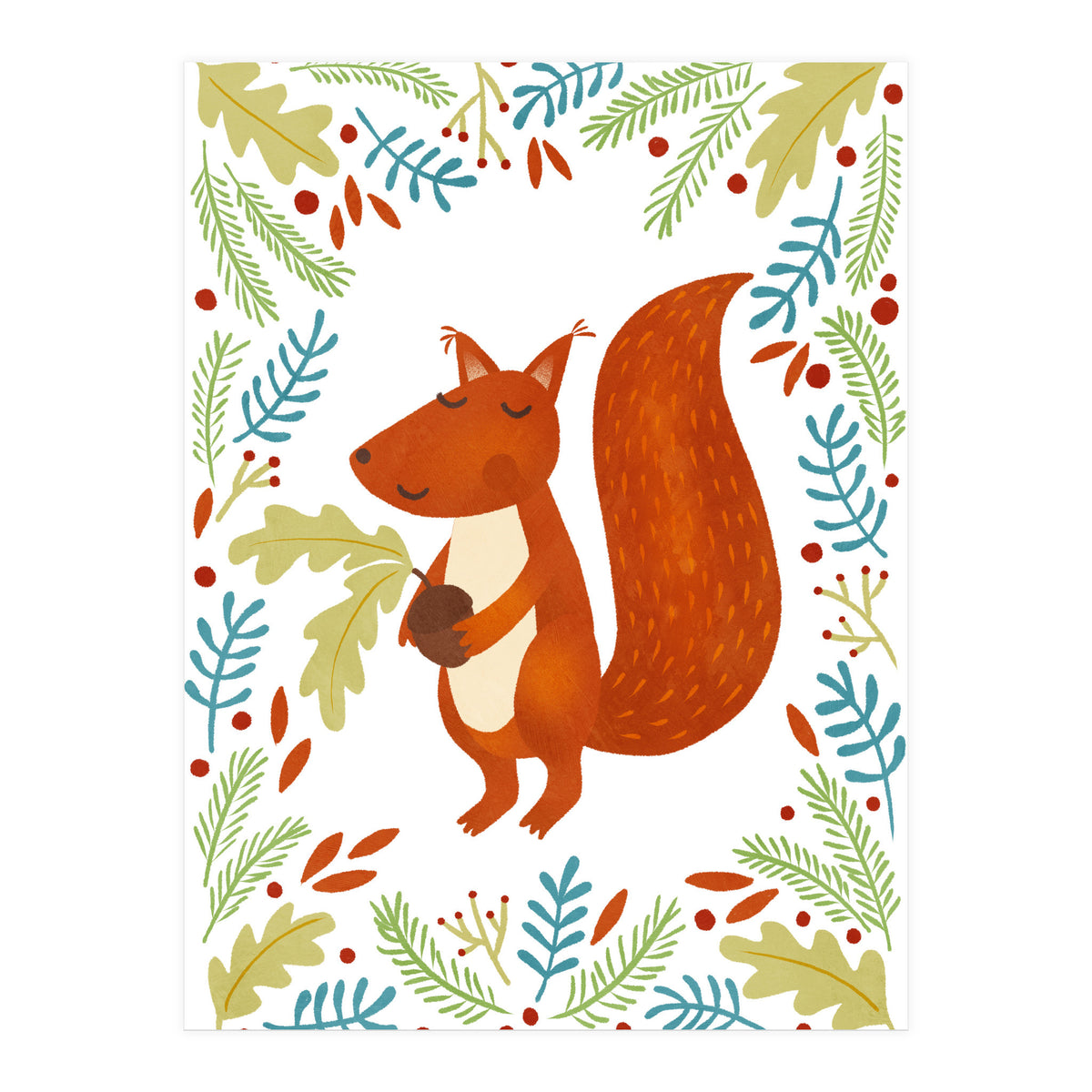 Squirrel With Acorn (Print Only)