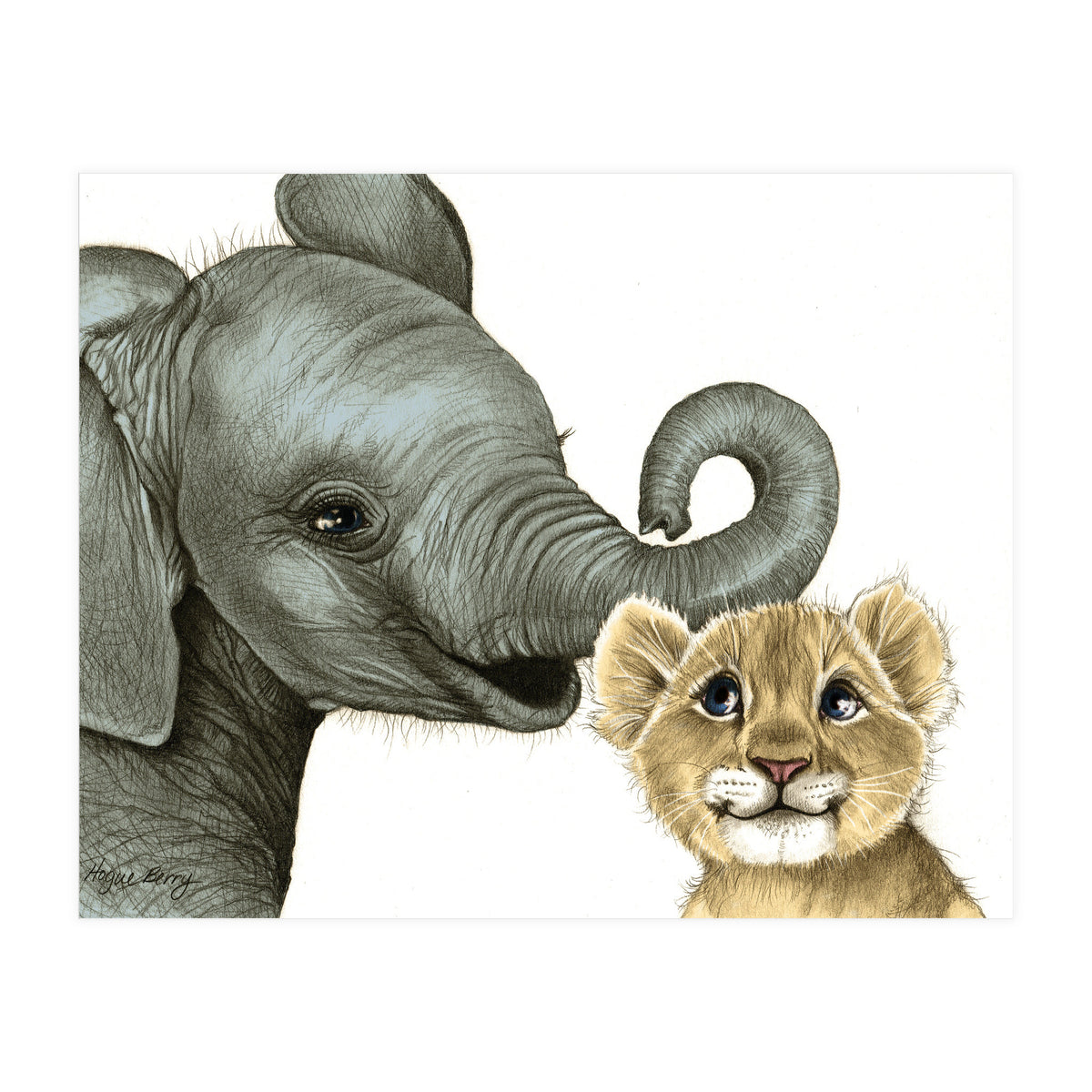 Best Friends, Elephant and Lion (Print Only)
