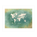World Map White Green (Print Only) thumbnail