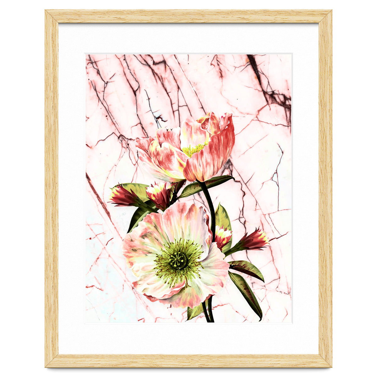 Flowering on pink marble