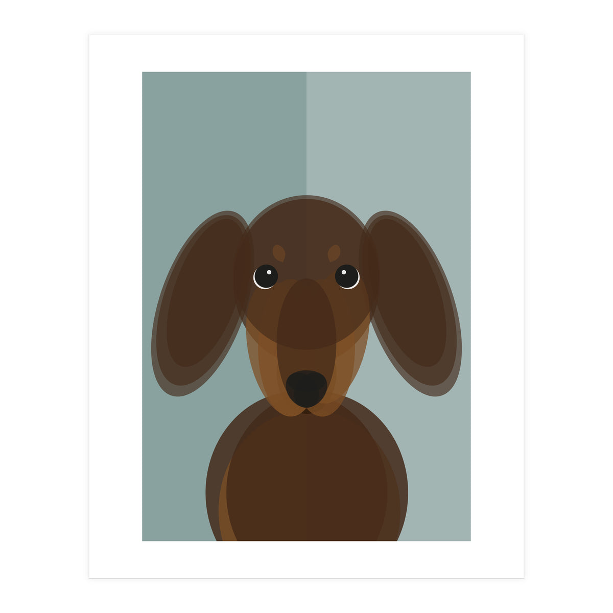Mid Century Geometric Dachshund Dog (Print Only)