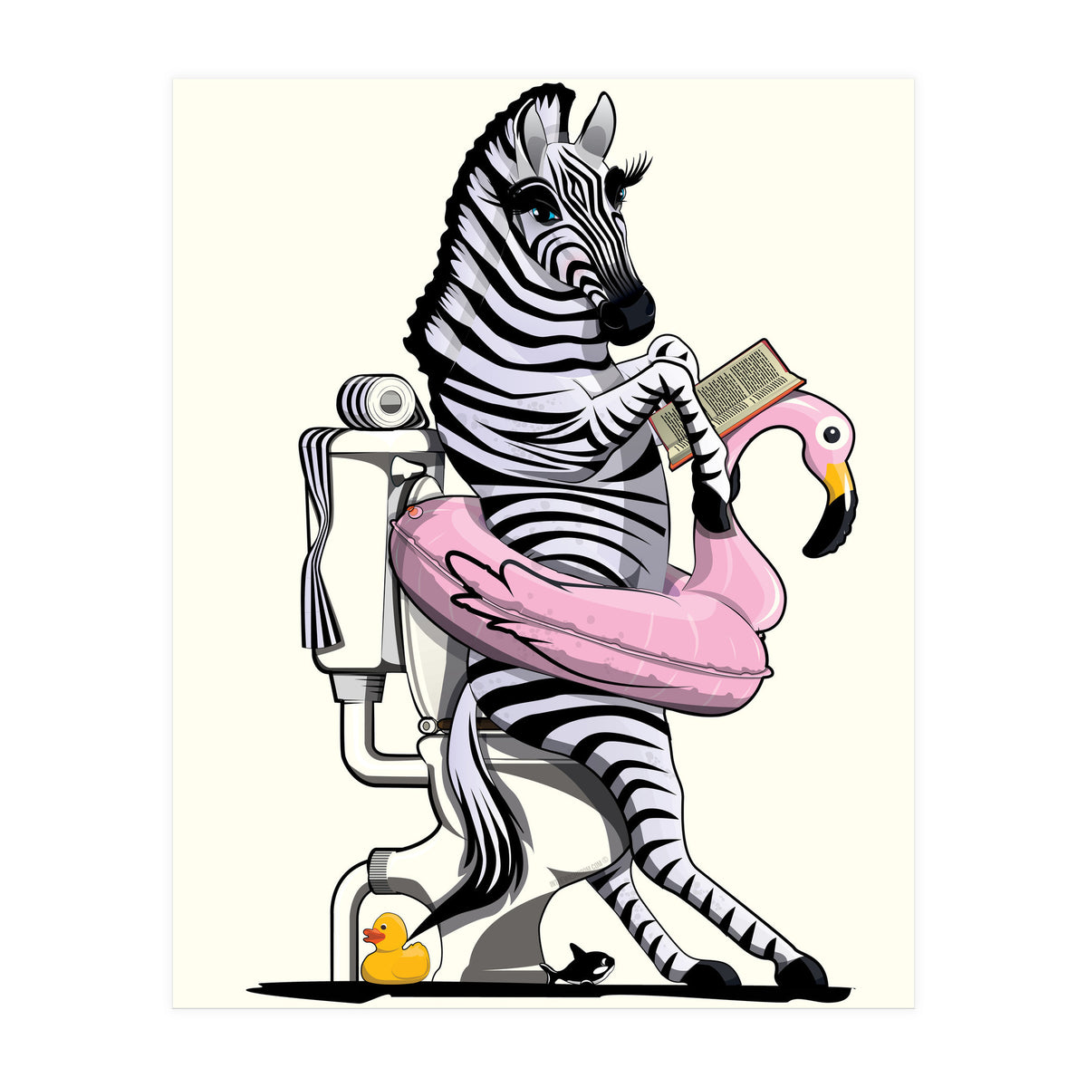 Zebra on the Toilet, Funny Bathroom Humour (Print Only)