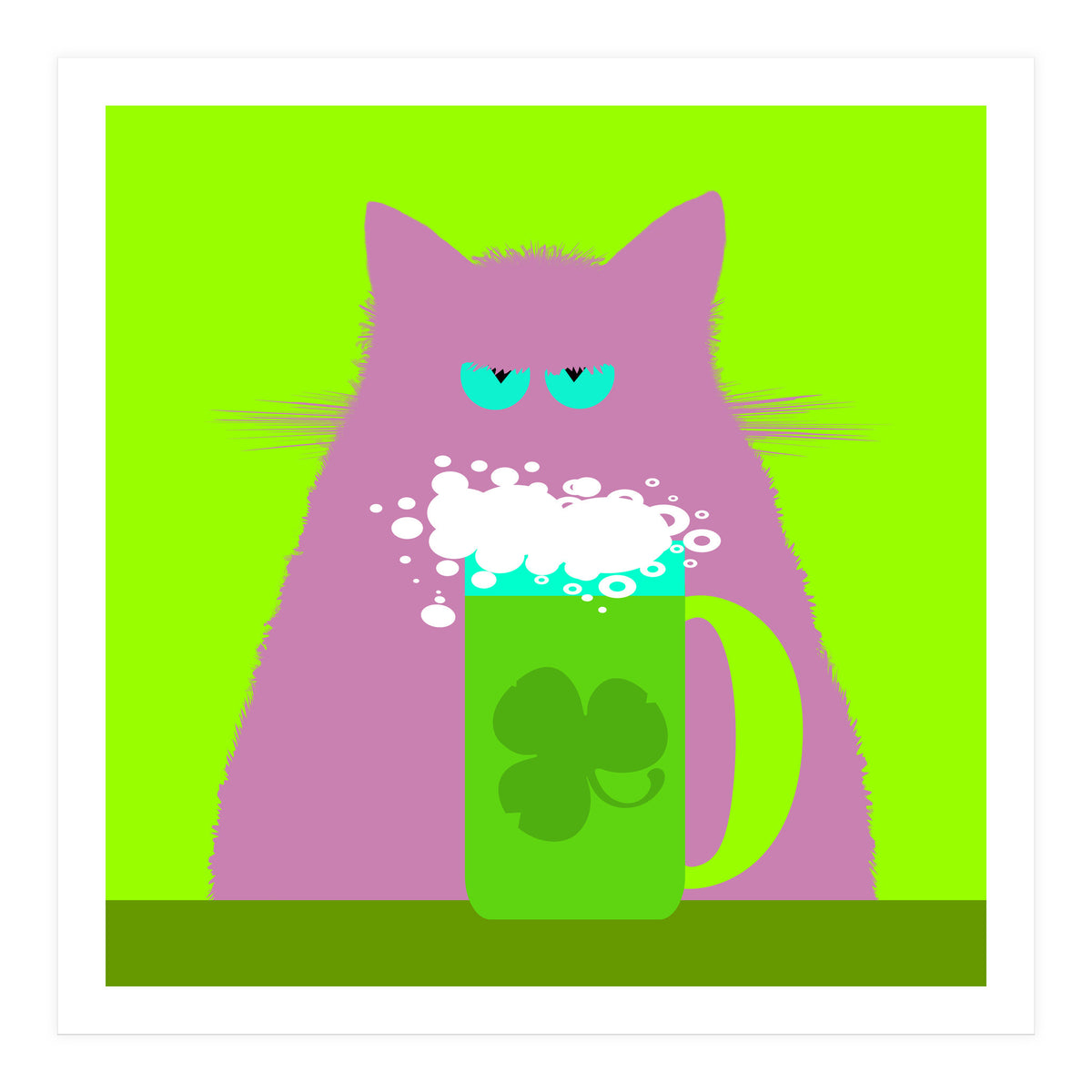 Saint Patrick's Day Lilac Cat  (Print Only)