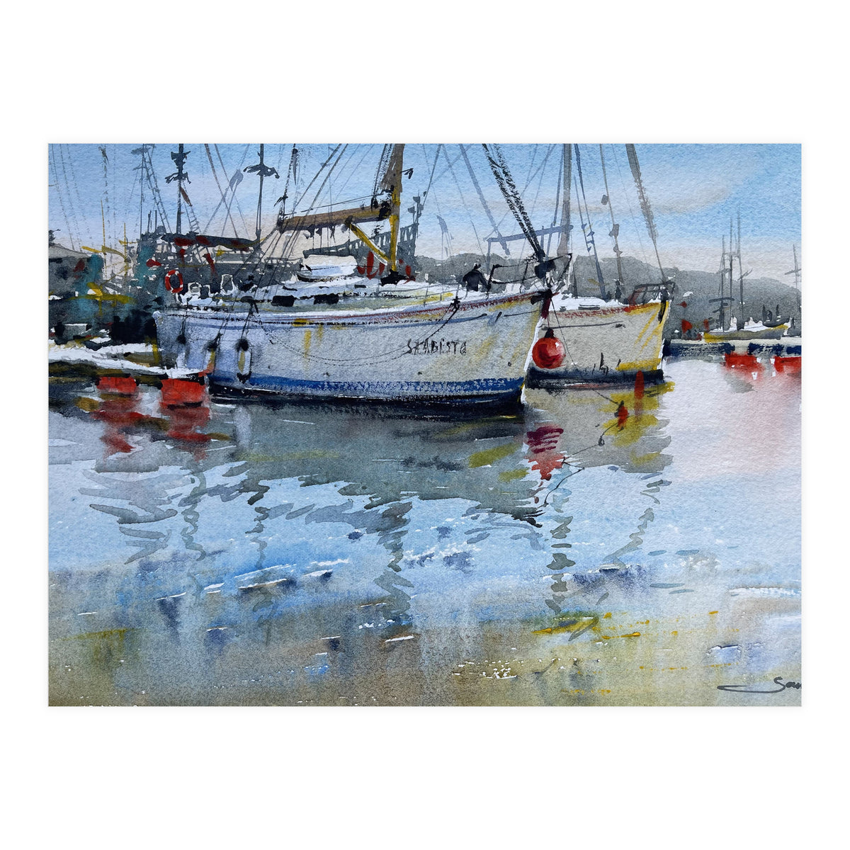 Yachts watercolor (Print Only)