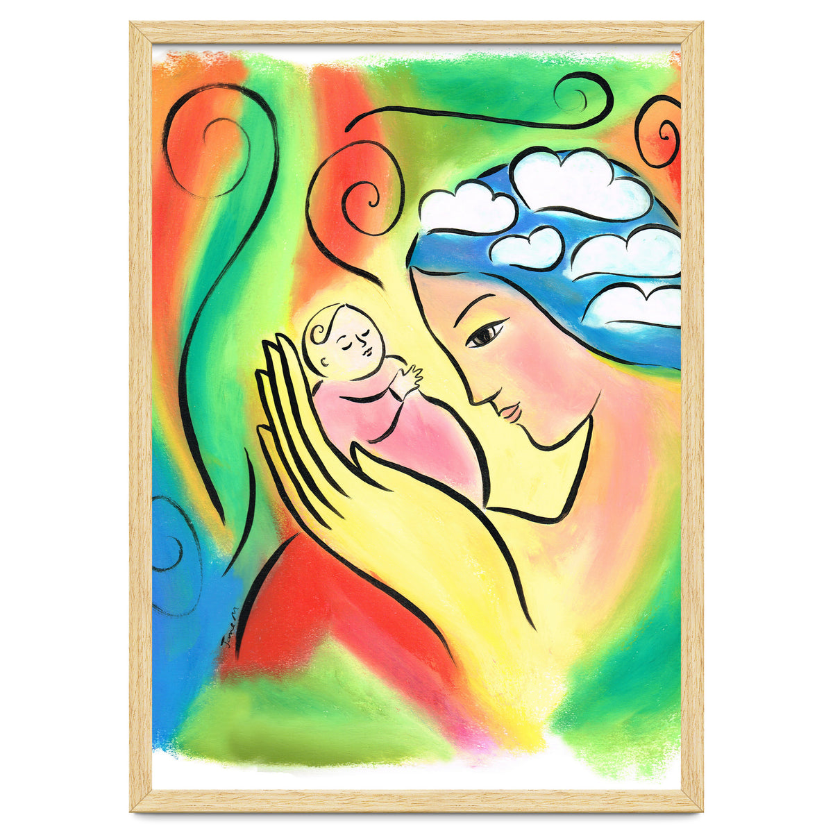 Woman And Baby With Clouds