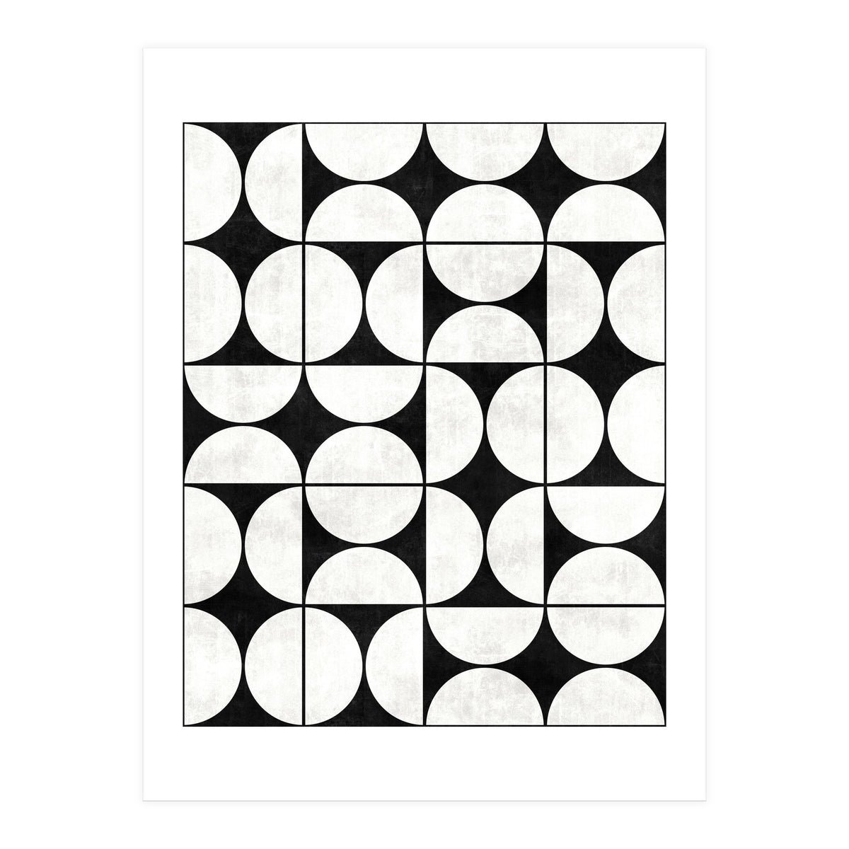 Mid-Century Modern Pattern No.2 - Black and White Concrete (Print Only)