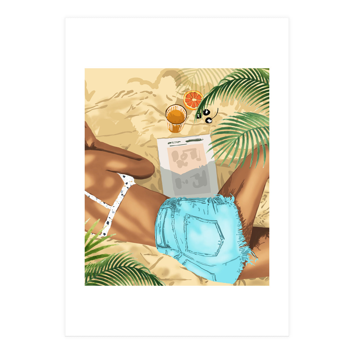 Keep Palm & Carry On Wall Art | Tropical Beach Bikini Fashion Travel Chai (Print Only)