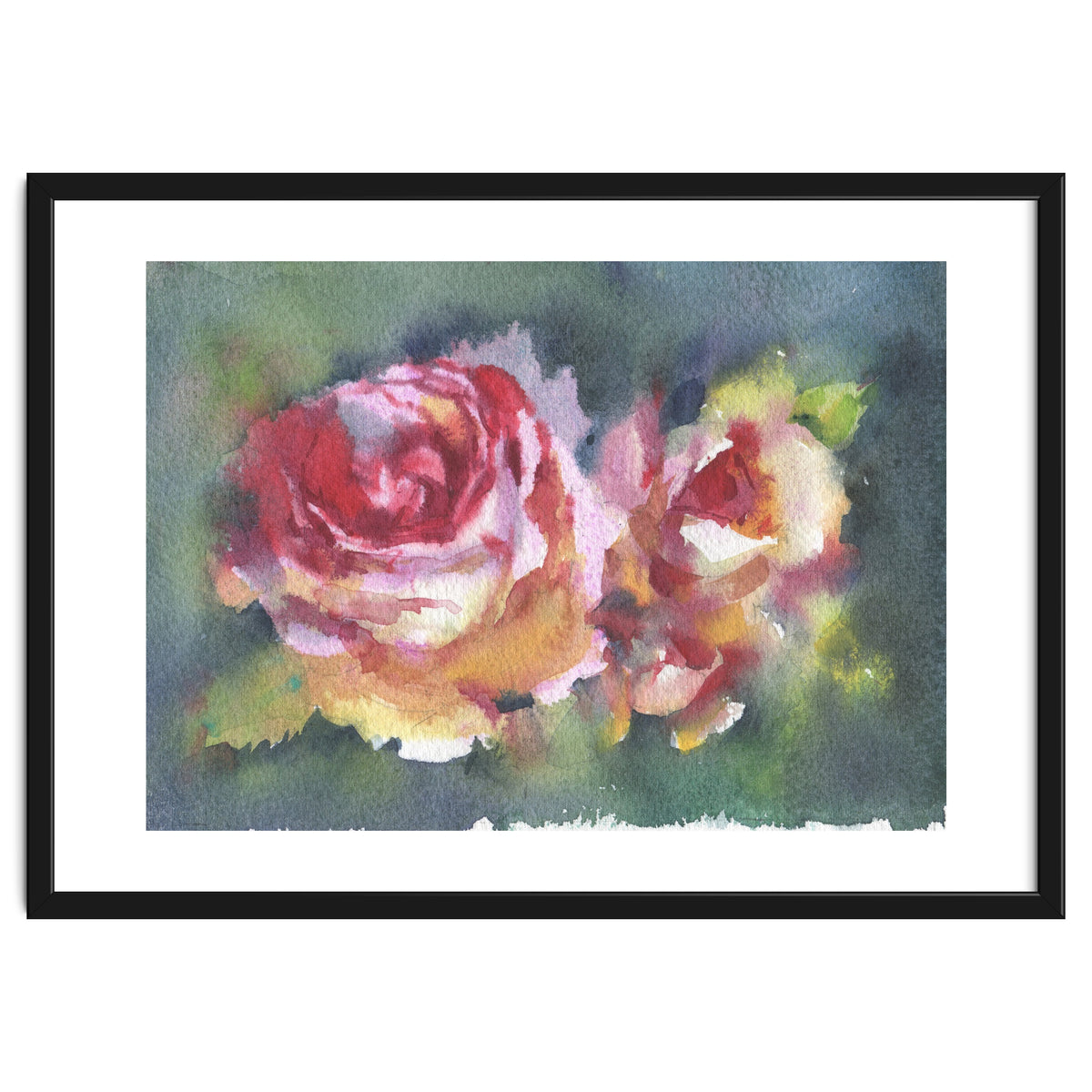 Wildflowers rose watercolor painting
