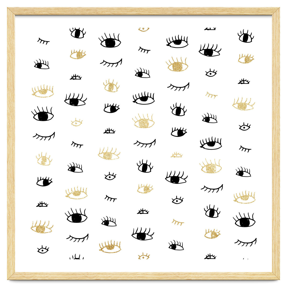 Gold and black eyes and lashes pattern
