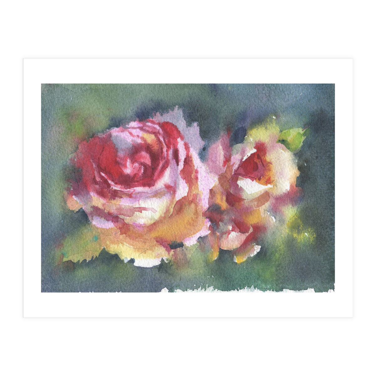 Wildflowers rose watercolor painting (Print Only)