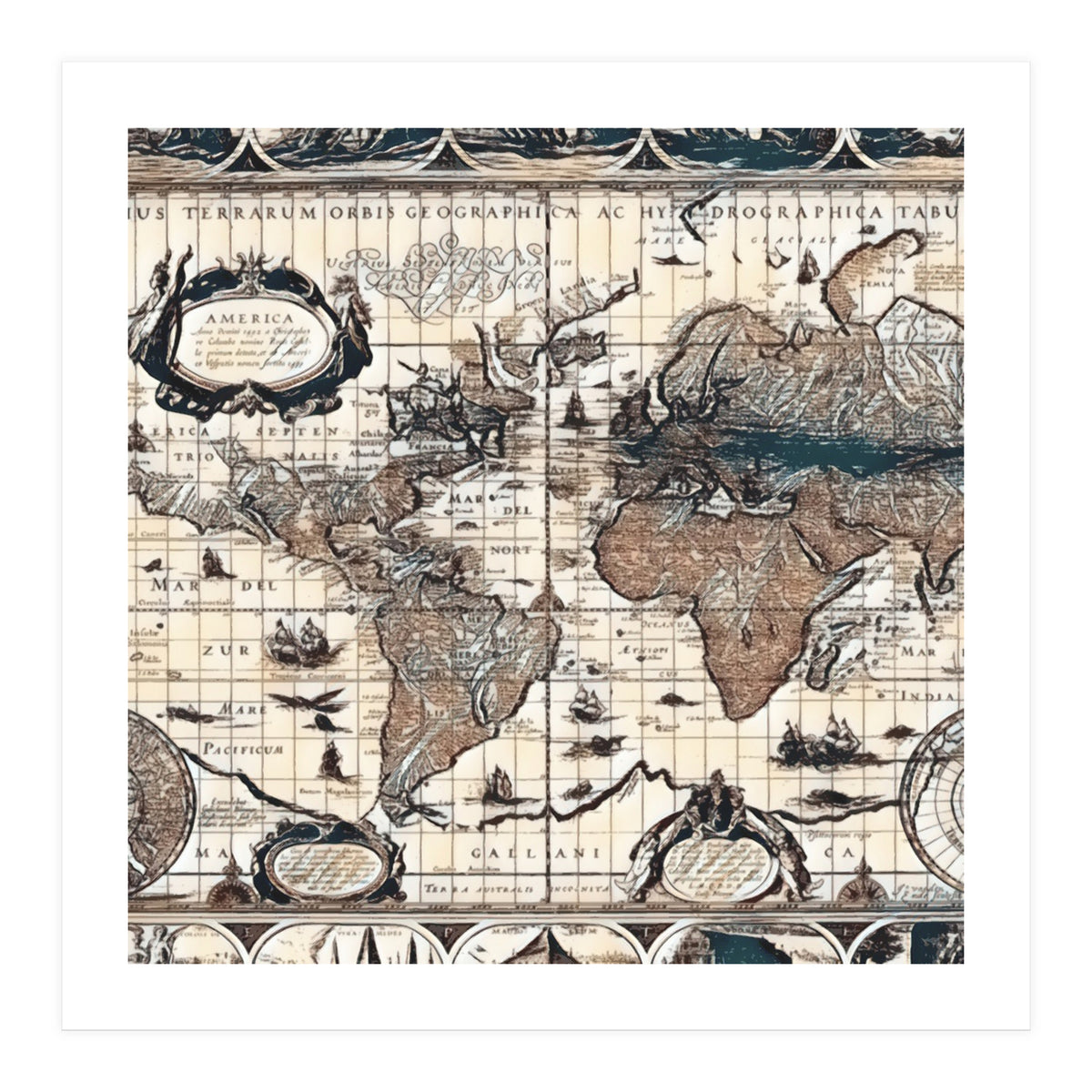 Antique Mapa Mundi revisited (Print Only)
