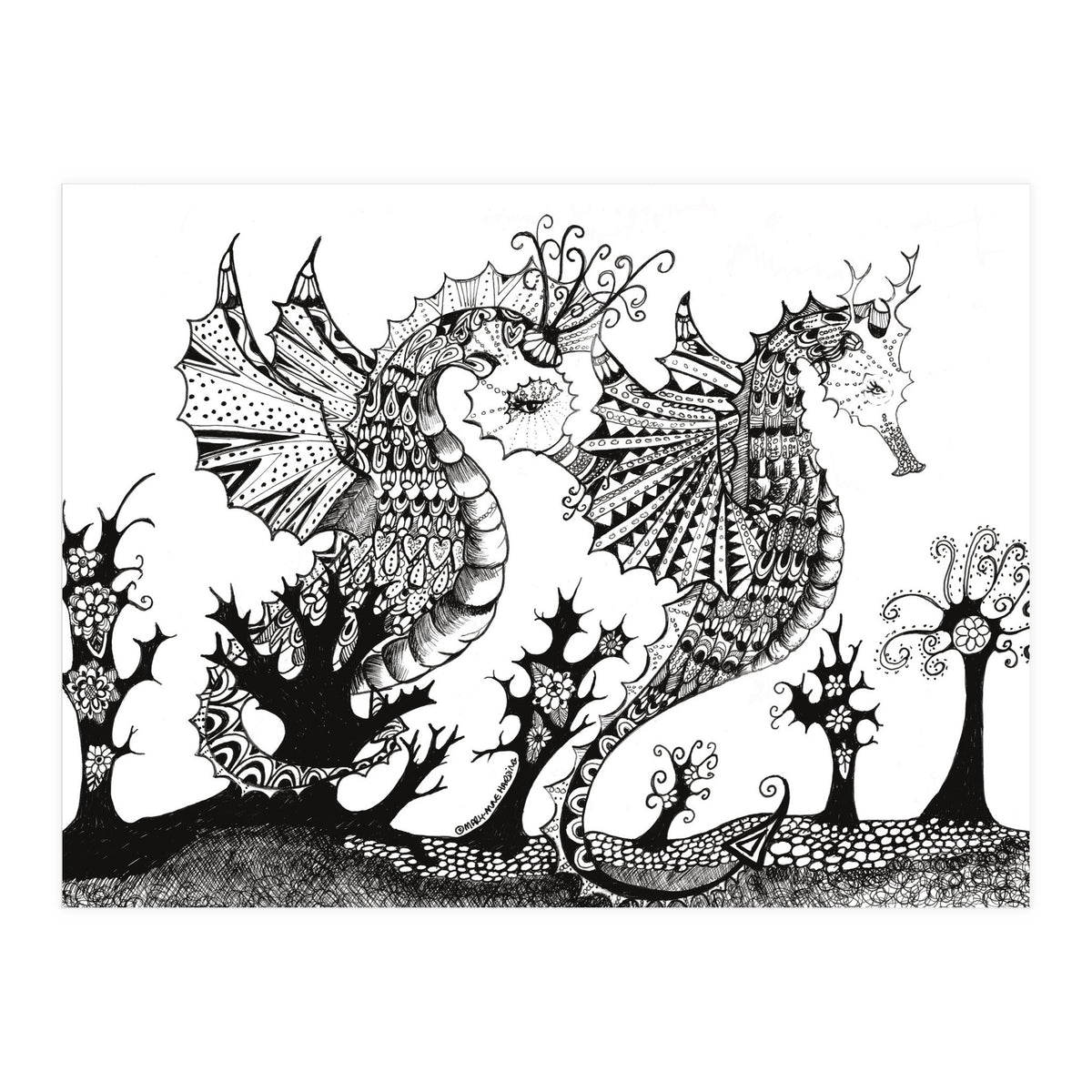 Seahorse Dragons Mystical Home (Print Only)