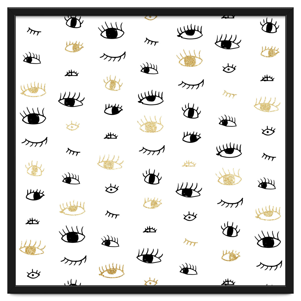 Gold and black eyes and lashes pattern