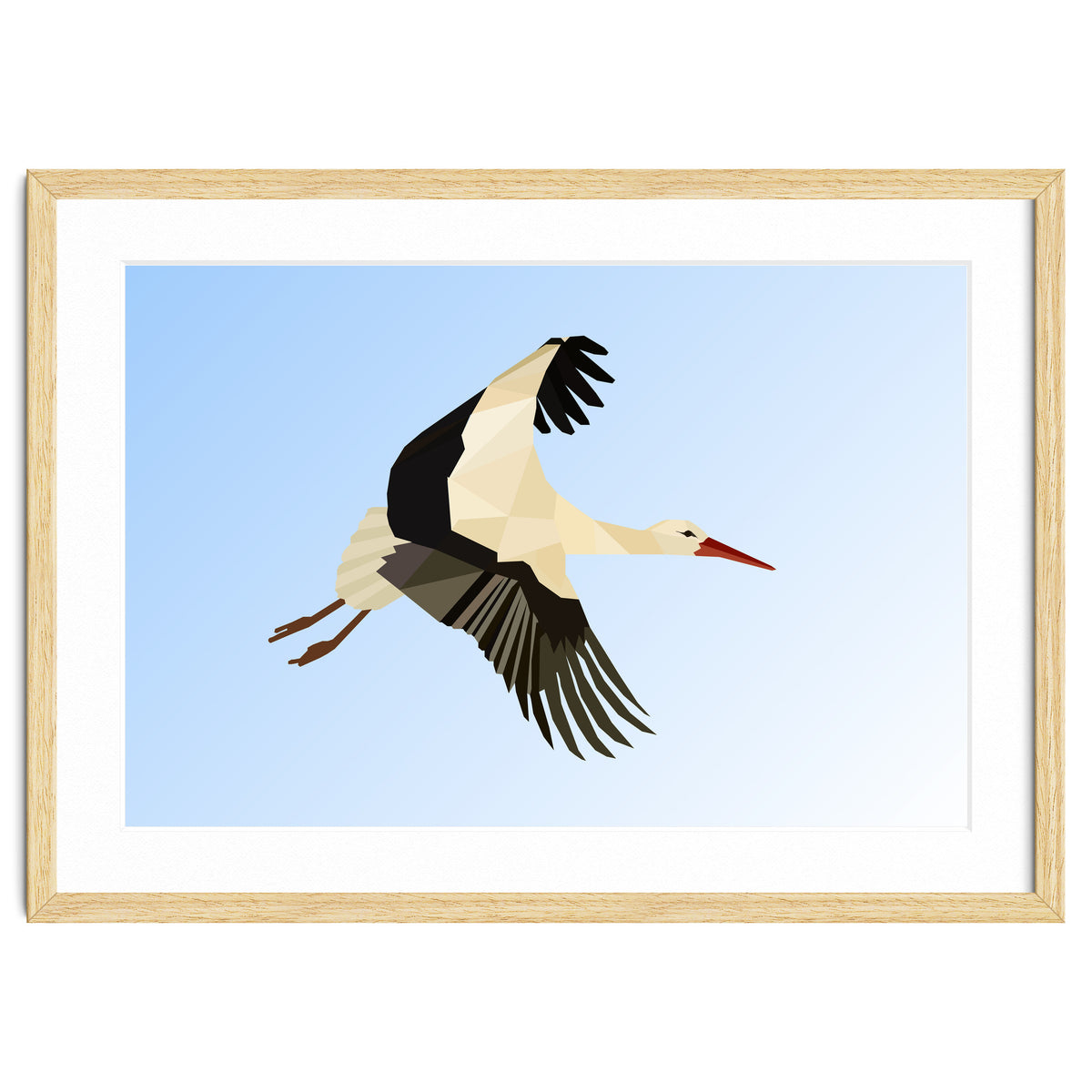 White Stork Bird Low Poly Art