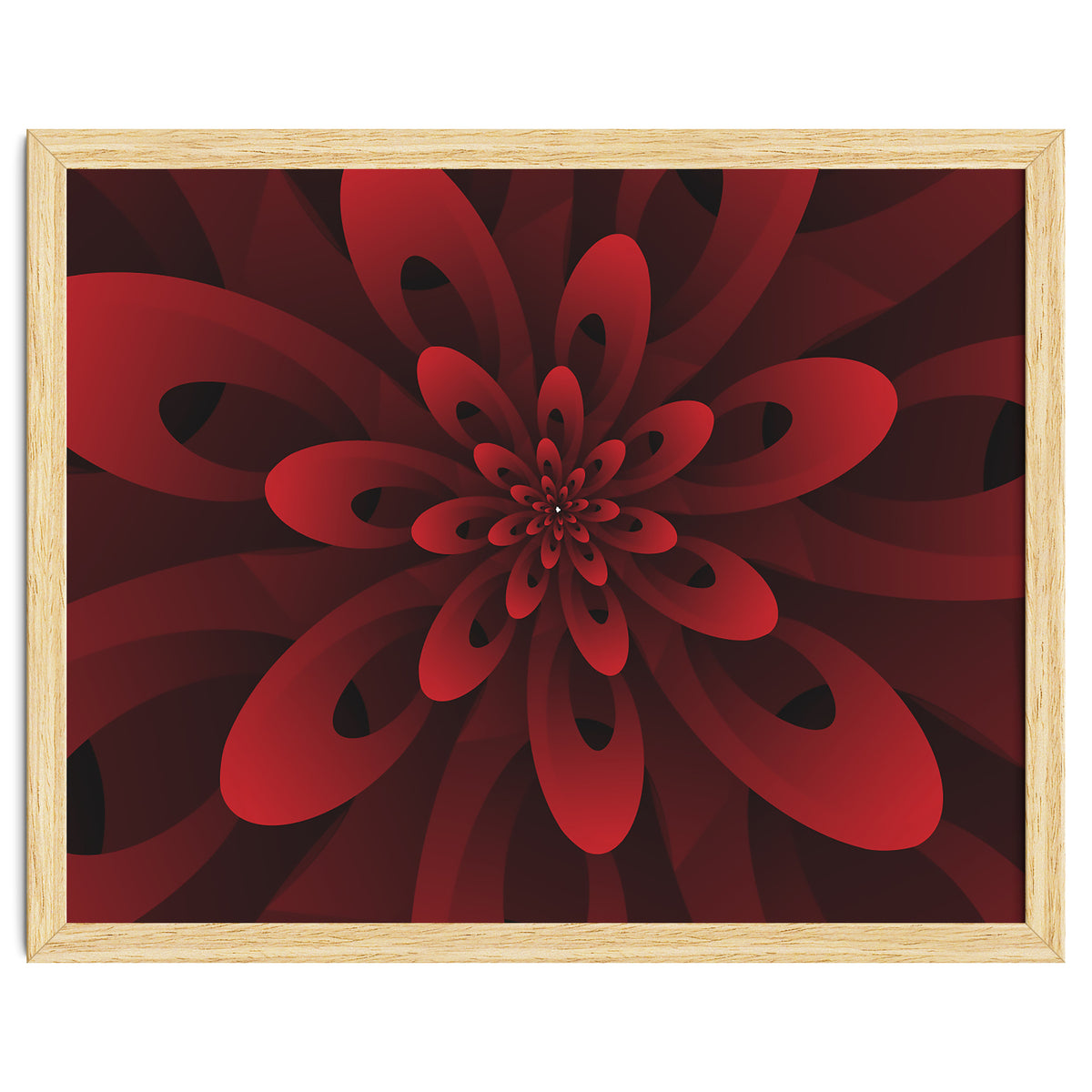 Abstract Digital Modern Red Floral 3D ART