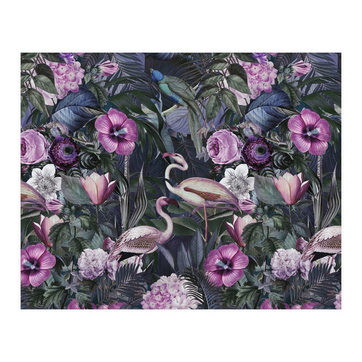 Flamingos Dark Jungle 2 (Print Only)