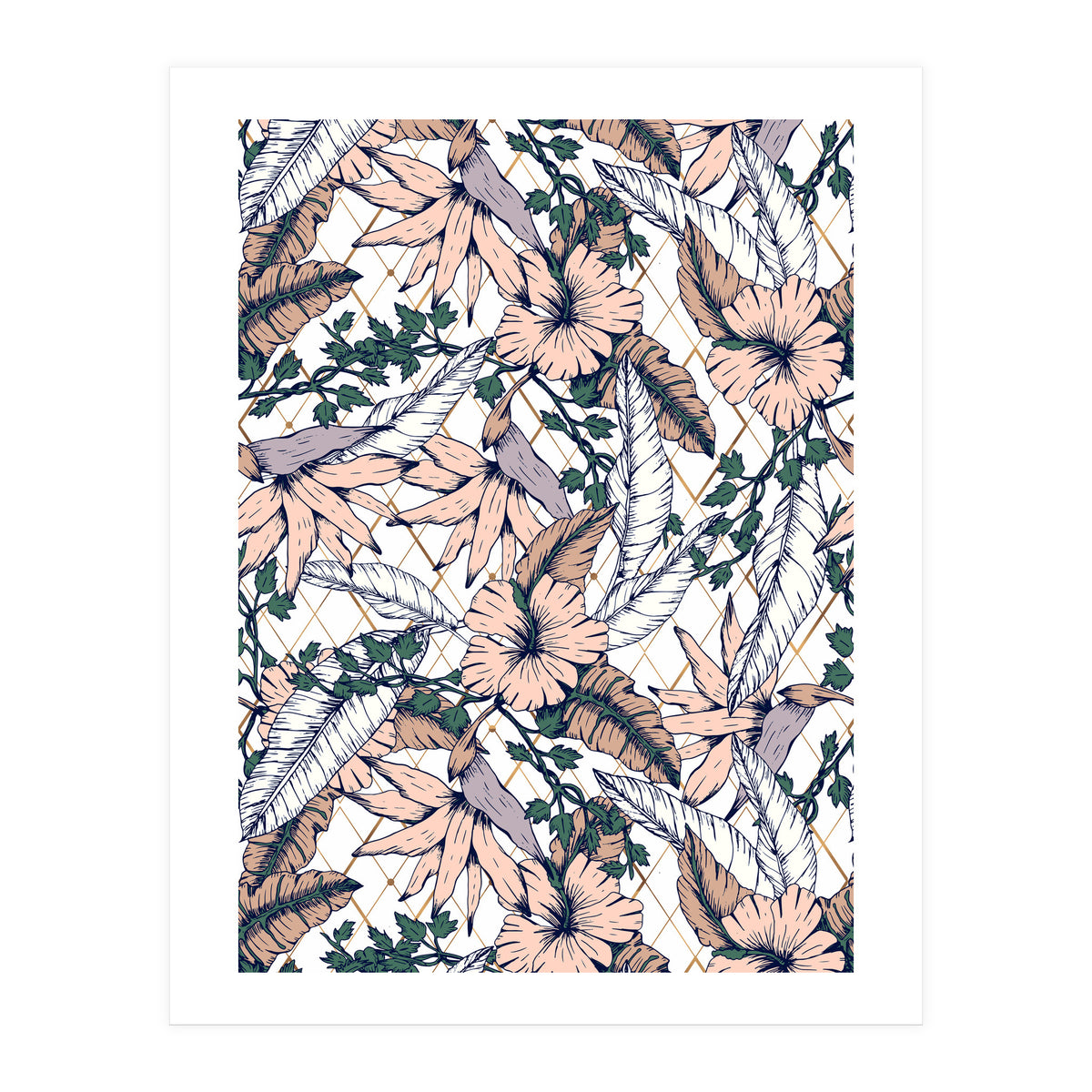 Exotic flowering and pattern geometric (Print Only)