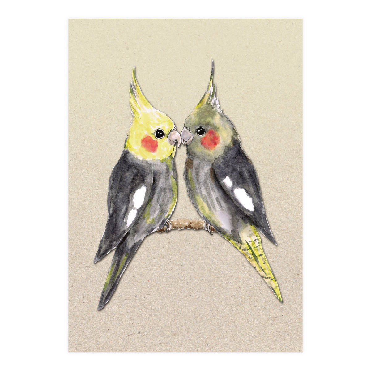 Two cute cockatiels (Print Only)