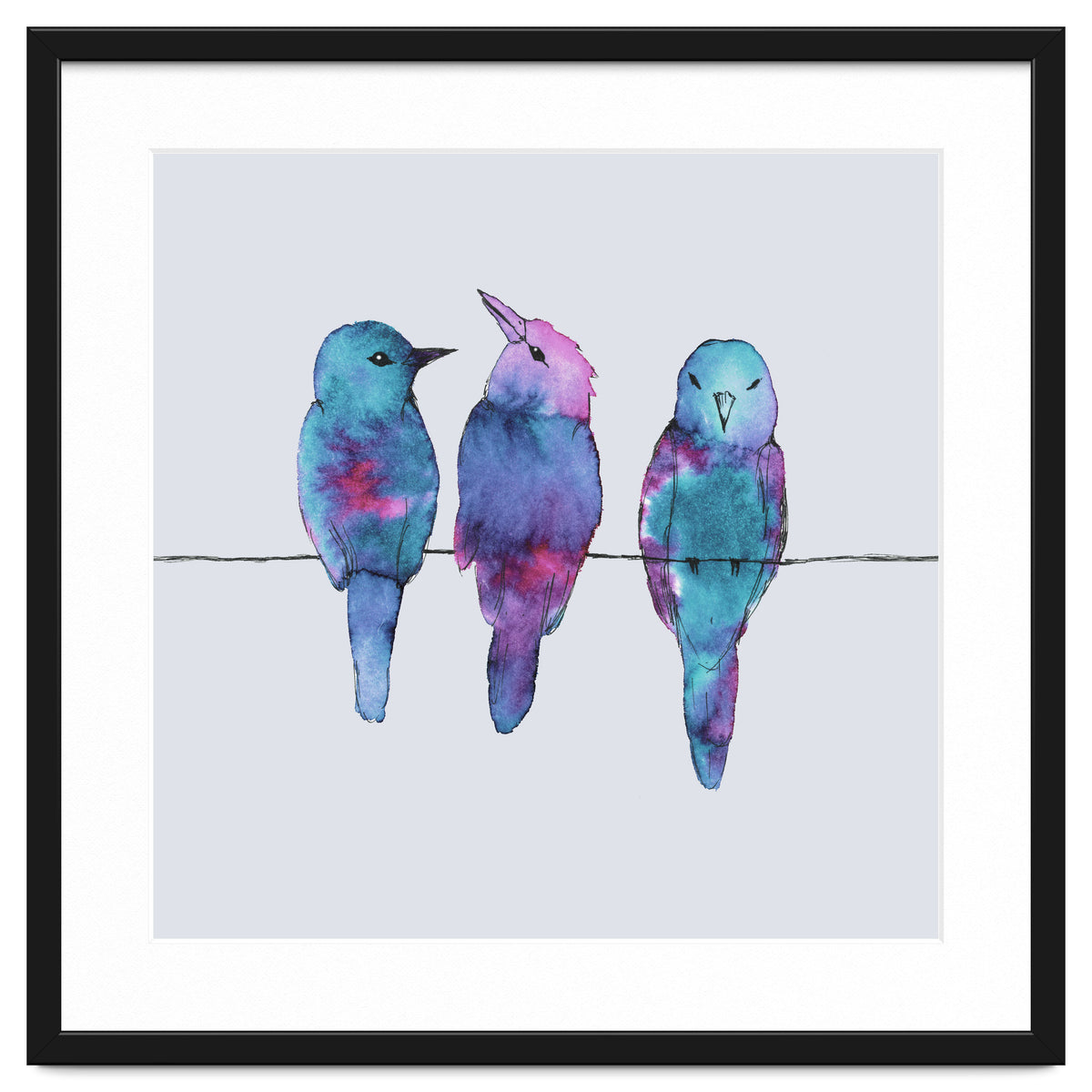 Three birds on a wire
