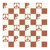 Checkered Peace Symbol & Yin Yang Pattern \\ Beige & Brown Color Palette (Print Only) thumbnail