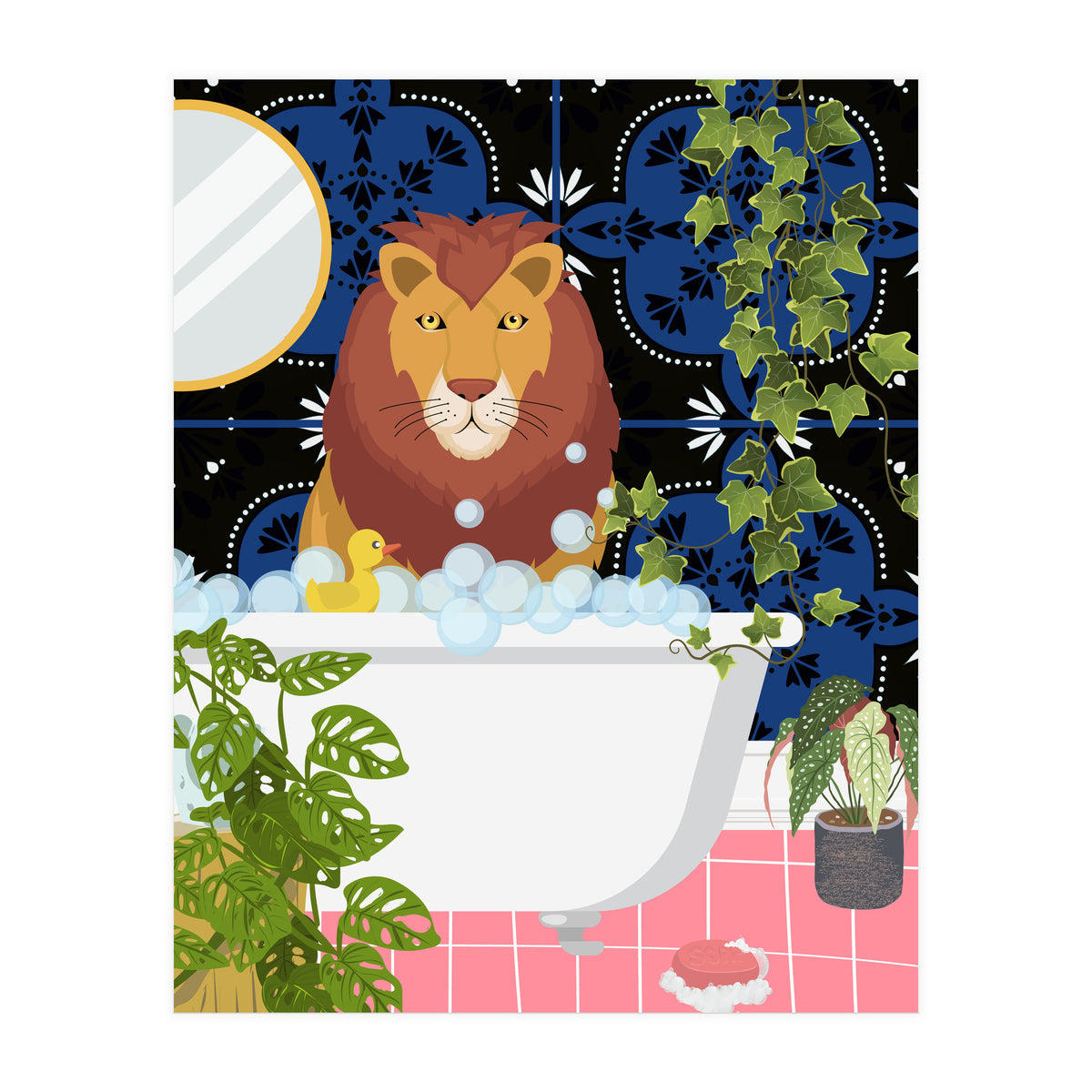 Lion in Moroccan Style Bathroom (Print Only)